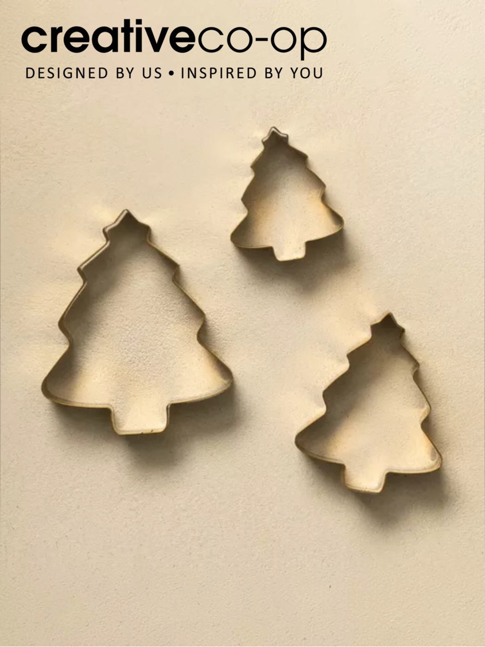 Creative Co-Op Gold Christmas Tree Cookie Cutters - Set of 3